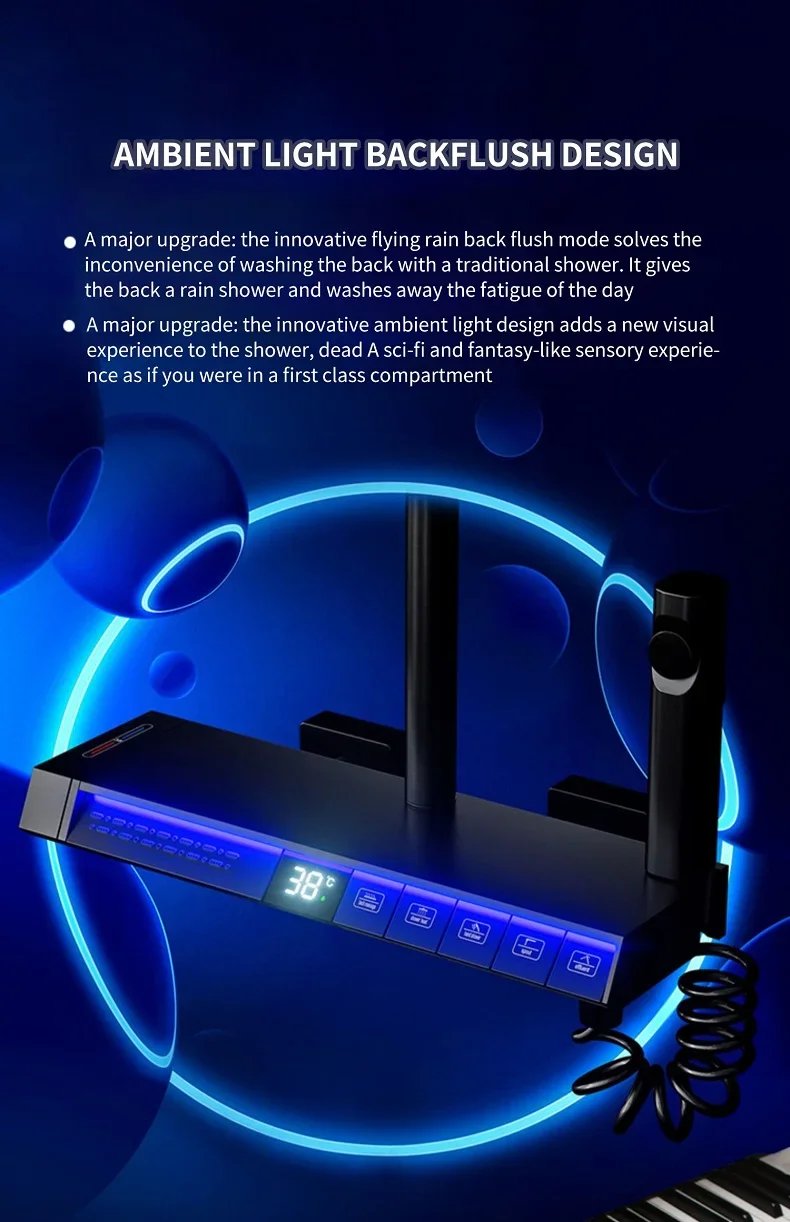 Bath Shower System Set Luxury Faucet Brass Bathroom Smart Digital Display Household Wall Mount Rainfall