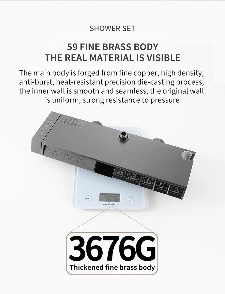 Bath Shower System Set Luxury Faucet Brass Bathroom Smart Digital Display Household Wall Mount Rainfall