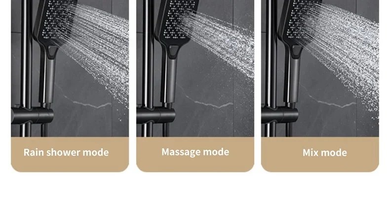 Bath Shower System Set Luxury Faucet Brass Bathroom Smart Digital Display Household Wall Mount Rainfall