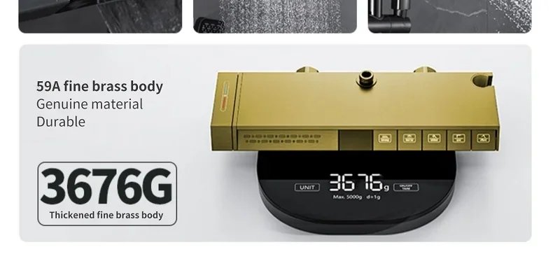 Bath Shower System Set Luxury Faucet Brass Bathroom Smart Digital Display Household Wall Mount Rainfall