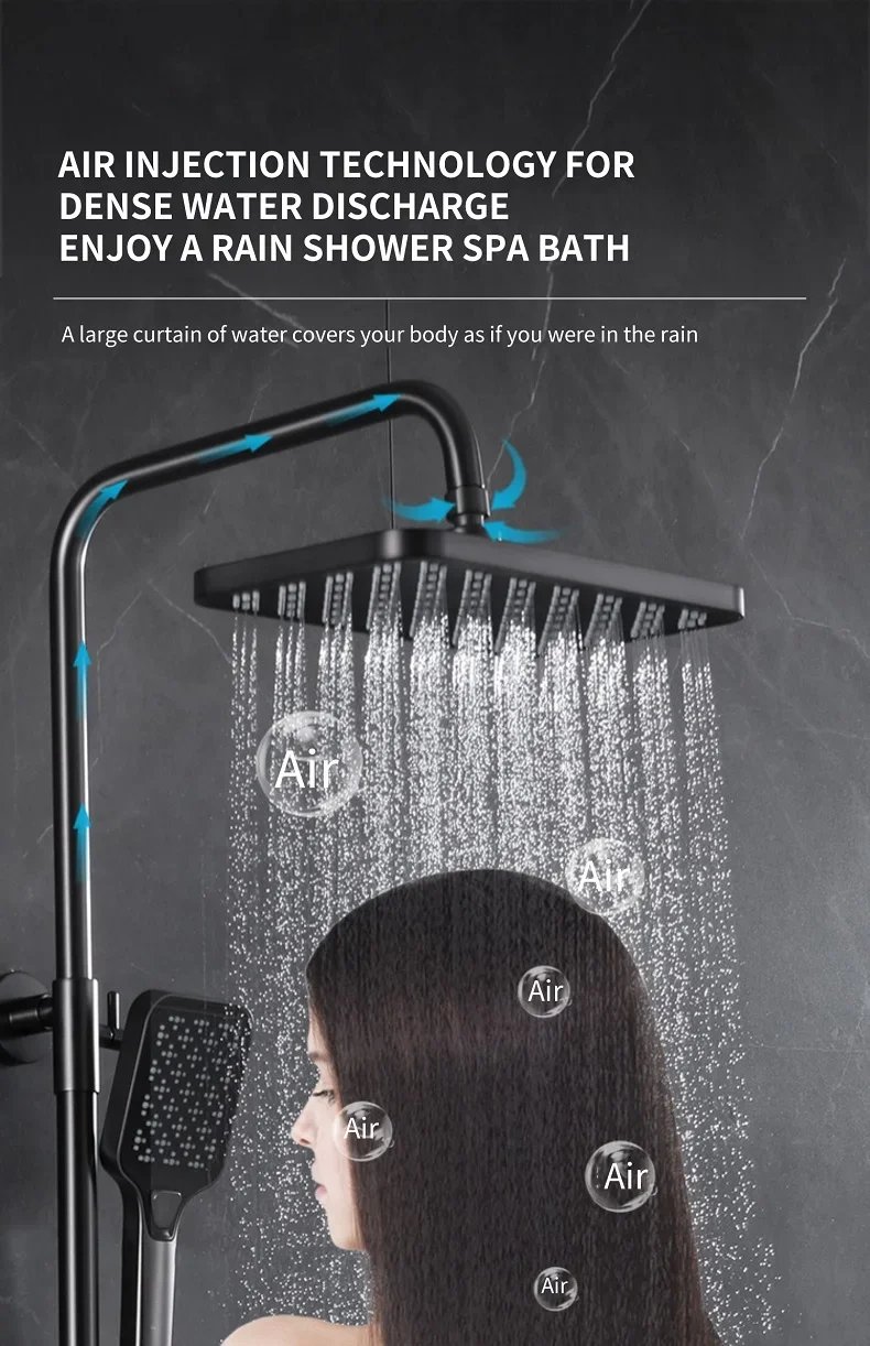 Bath Shower System Set Luxury Faucet Brass Bathroom Smart Digital Display Household Wall Mount Rainfall