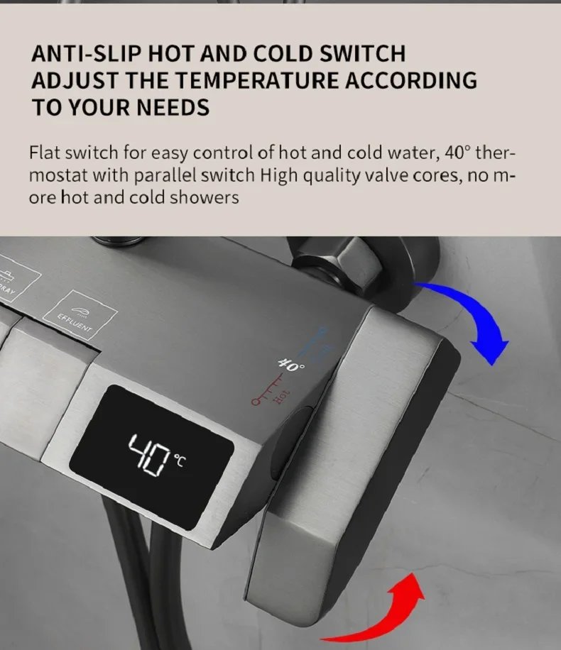 Bath Shower System Set Luxury Faucet Brass Bathroom Smart Digital Display Household Wall Mount Rainfall