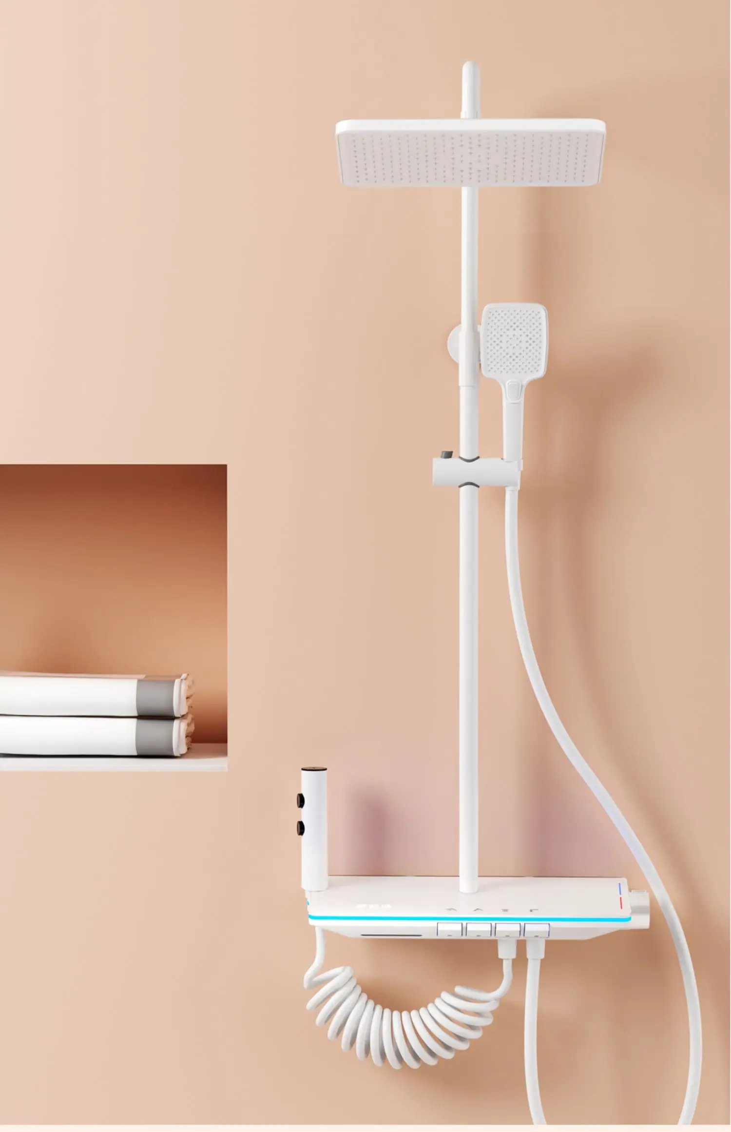 Shower System Thermostat  Faucet for Bathroom Wall Mount Rainfall  Digital Display Modern  Bath  Set