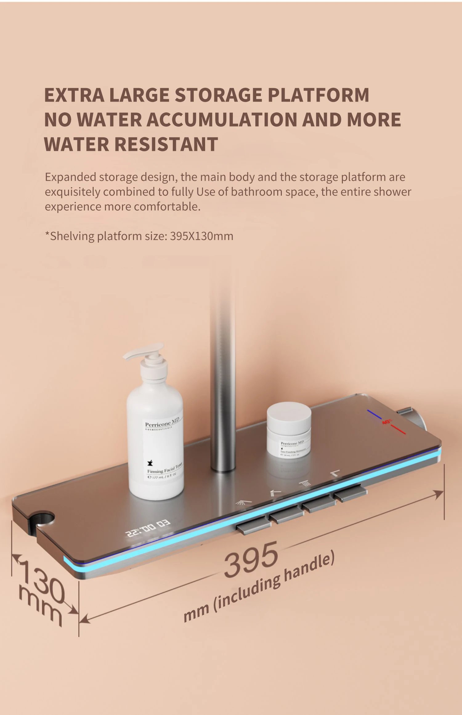 Shower System Thermostat  Faucet for Bathroom Wall Mount Rainfall  Digital Display Modern  Bath  Set