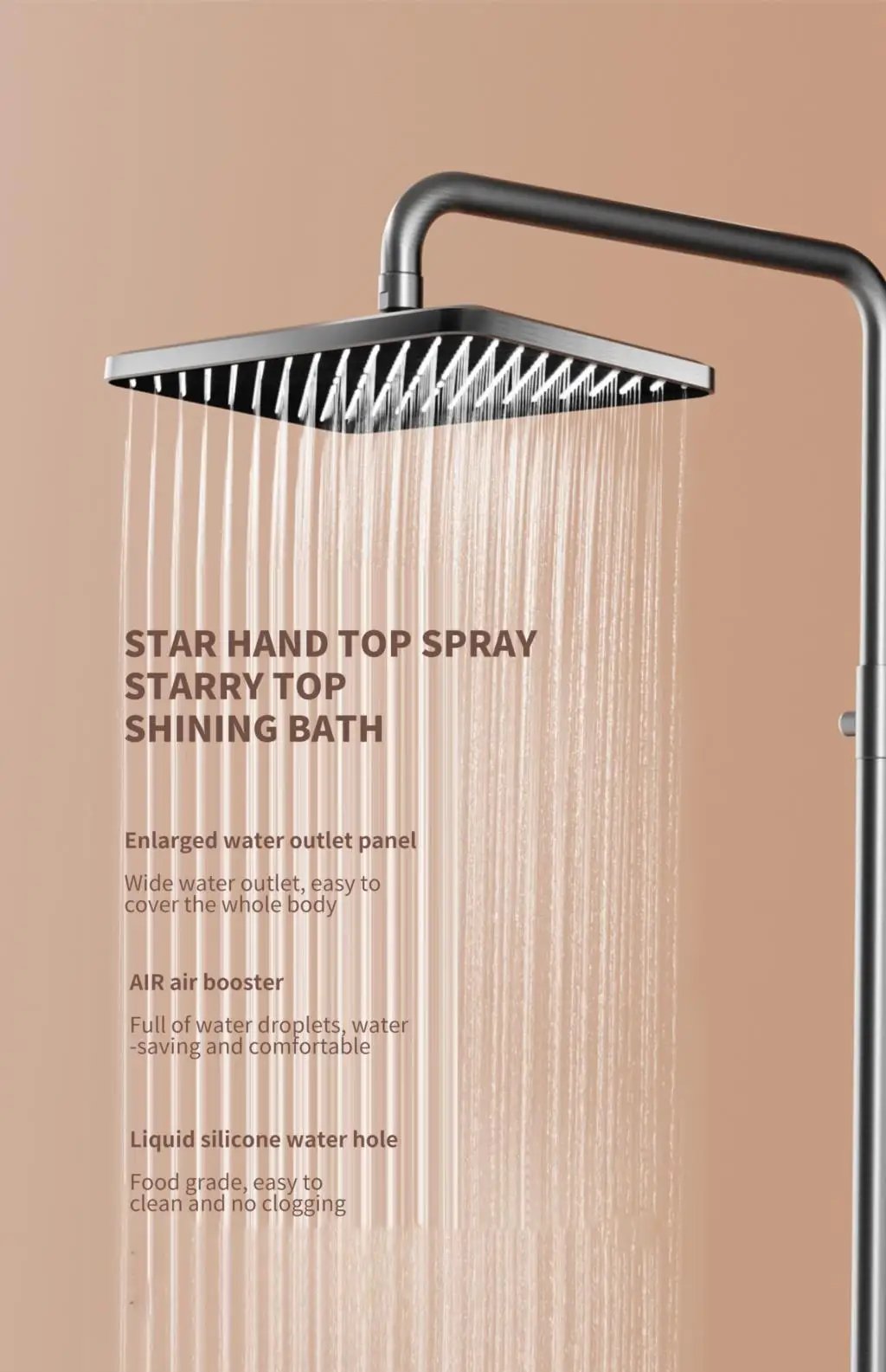 Shower System Thermostat  Faucet for Bathroom Wall Mount Rainfall  Digital Display Modern  Bath  Set