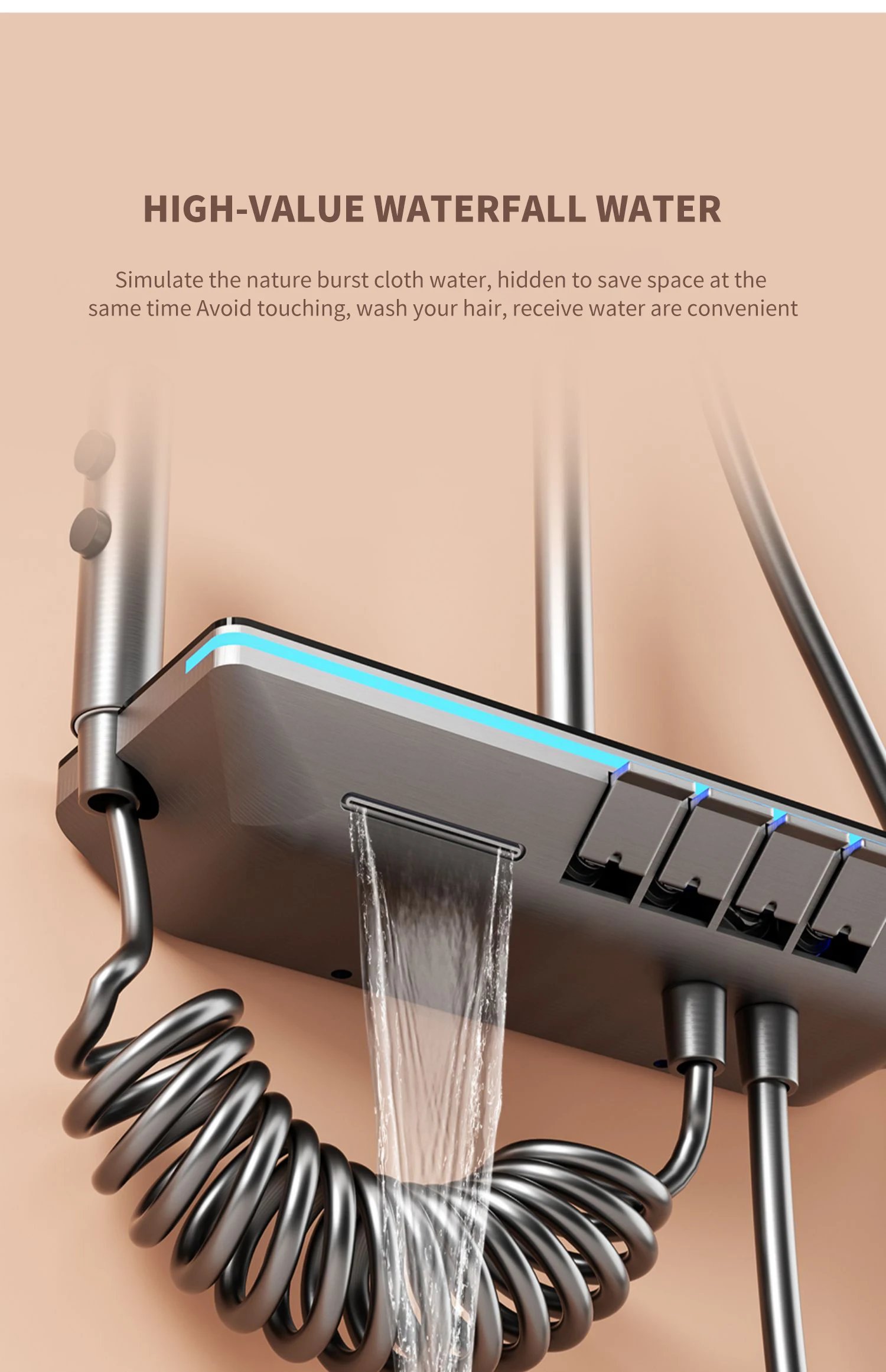 Shower System Thermostat  Faucet for Bathroom Wall Mount Rainfall  Digital Display Modern  Bath  Set