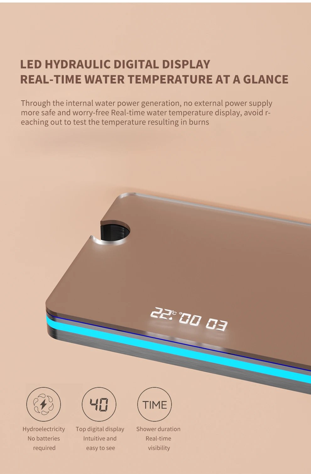 Shower System Thermostat  Faucet for Bathroom Wall Mount Rainfall  Digital Display Modern  Bath  Set