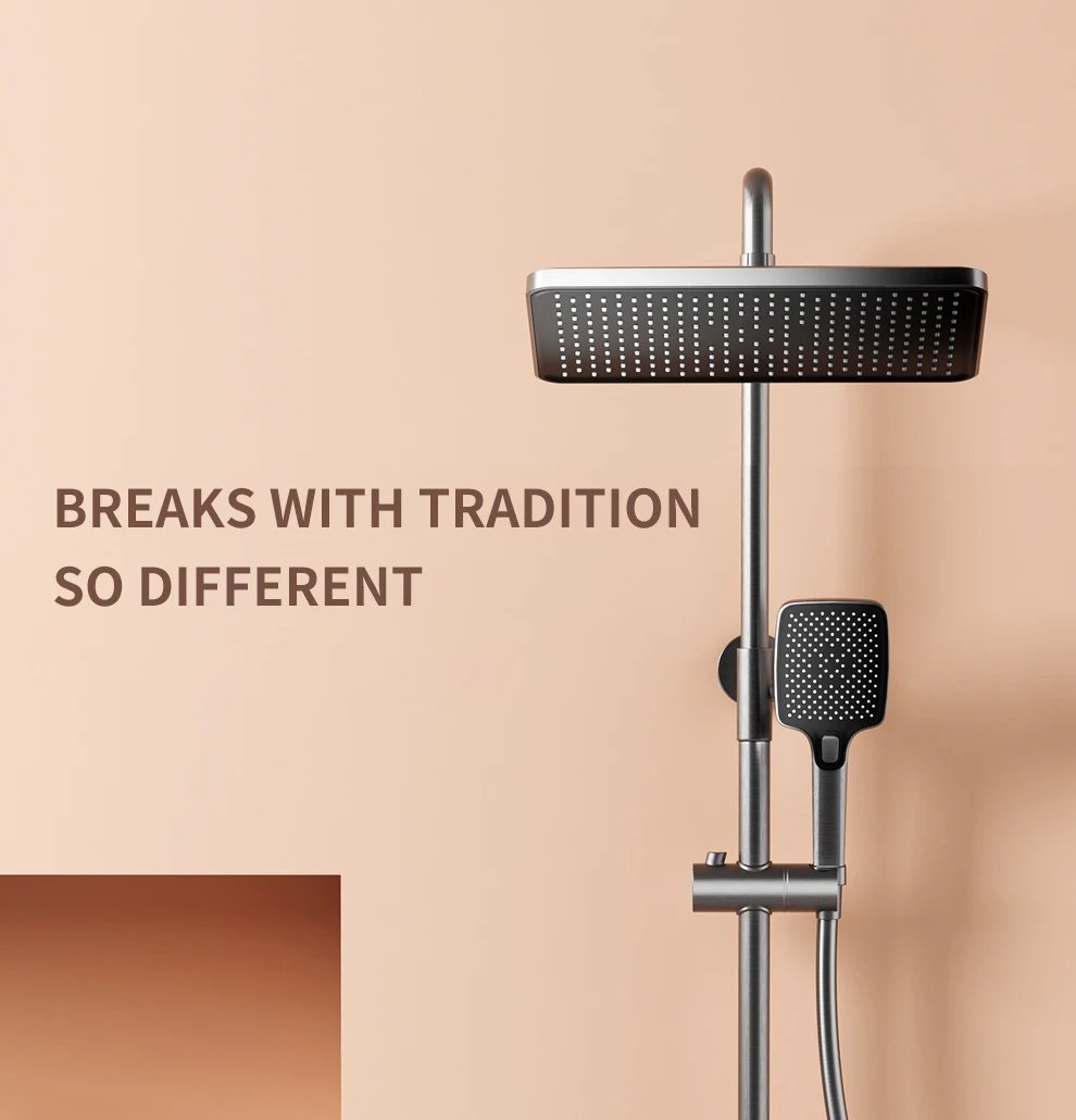 Shower System Thermostat  Faucet for Bathroom Wall Mount Rainfall  Digital Display Modern  Bath  Set