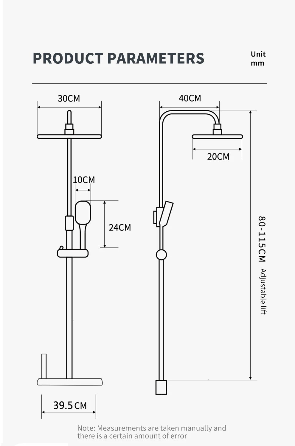 Shower System Thermostat  Faucet for Bathroom Wall Mount Rainfall  Digital Display Modern  Bath  Set