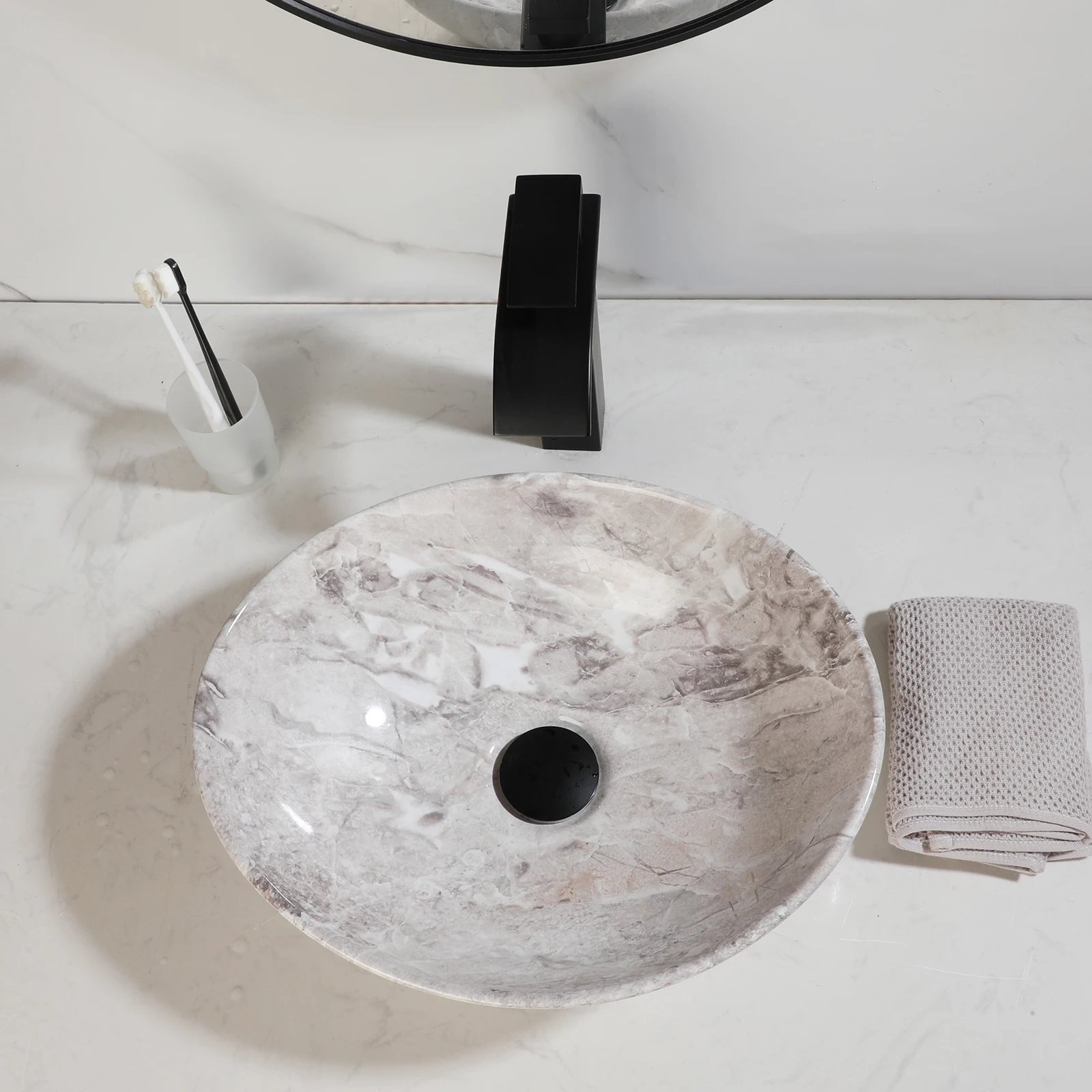 Marbling Rectangle Vessel Sink with Faucet Drain Ceramic Vessel Sinks Oval Bathroom Sink Bowl Above Counter with Mixer Tap Marbling Rectangle Vessel Sink with Faucet Drain Ceramic Vessel Sinks Oval Bathroom Sink Bowl Above Counter with Mixer Tap