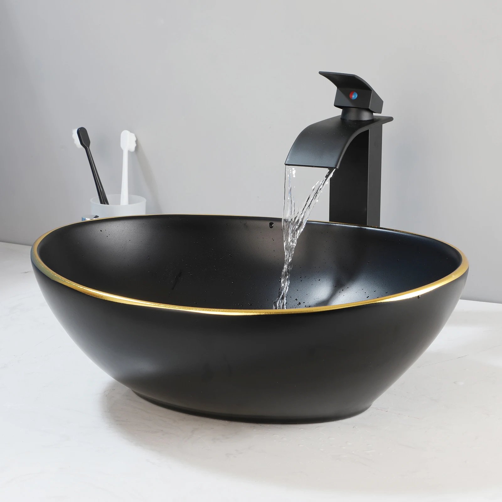 Marbling Rectangle Vessel Sink with Faucet Drain Ceramic Vessel Sinks Oval Bathroom Sink Bowl Above Counter with Mixer Tap Marbling Rectangle Vessel Sink with Faucet Drain Ceramic Vessel Sinks Oval Bathroom Sink Bowl Above Counter with Mixer Tap