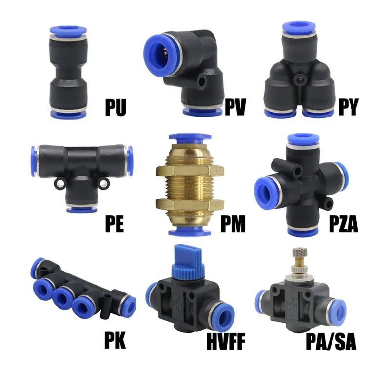 Pneumatic Fitting Pipe Connector Tube Air Quick Fittings Water Push In Hose Plastic 4mm 6mm 8mm 10mm 12mmPV PE PU PY Connectors