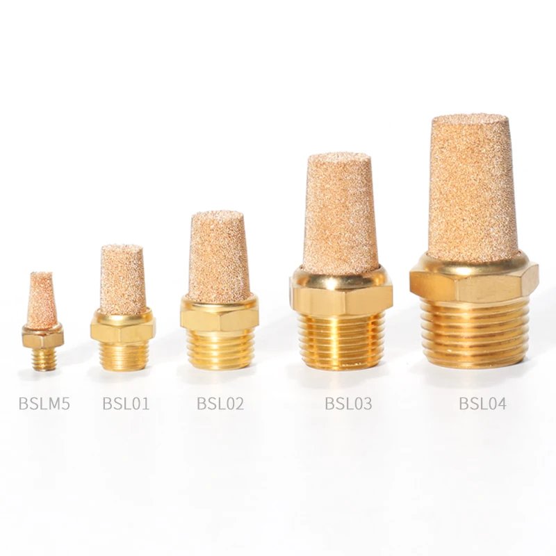 Pneumatic Exhaust Muffler Silencer M5 1/8 1/4 3/8 1/2 3/4 BSP Male Thread For Air Noise Brass Adjustable Long Short BSL SLM SLL