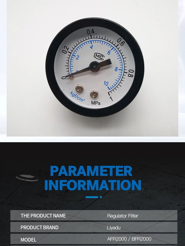 AFR2000 G1/4 Pneumatic Air Filter Regulator With Pressure Gauge/Flow Control Valve/Air Compressor Drain/ Speed Controller