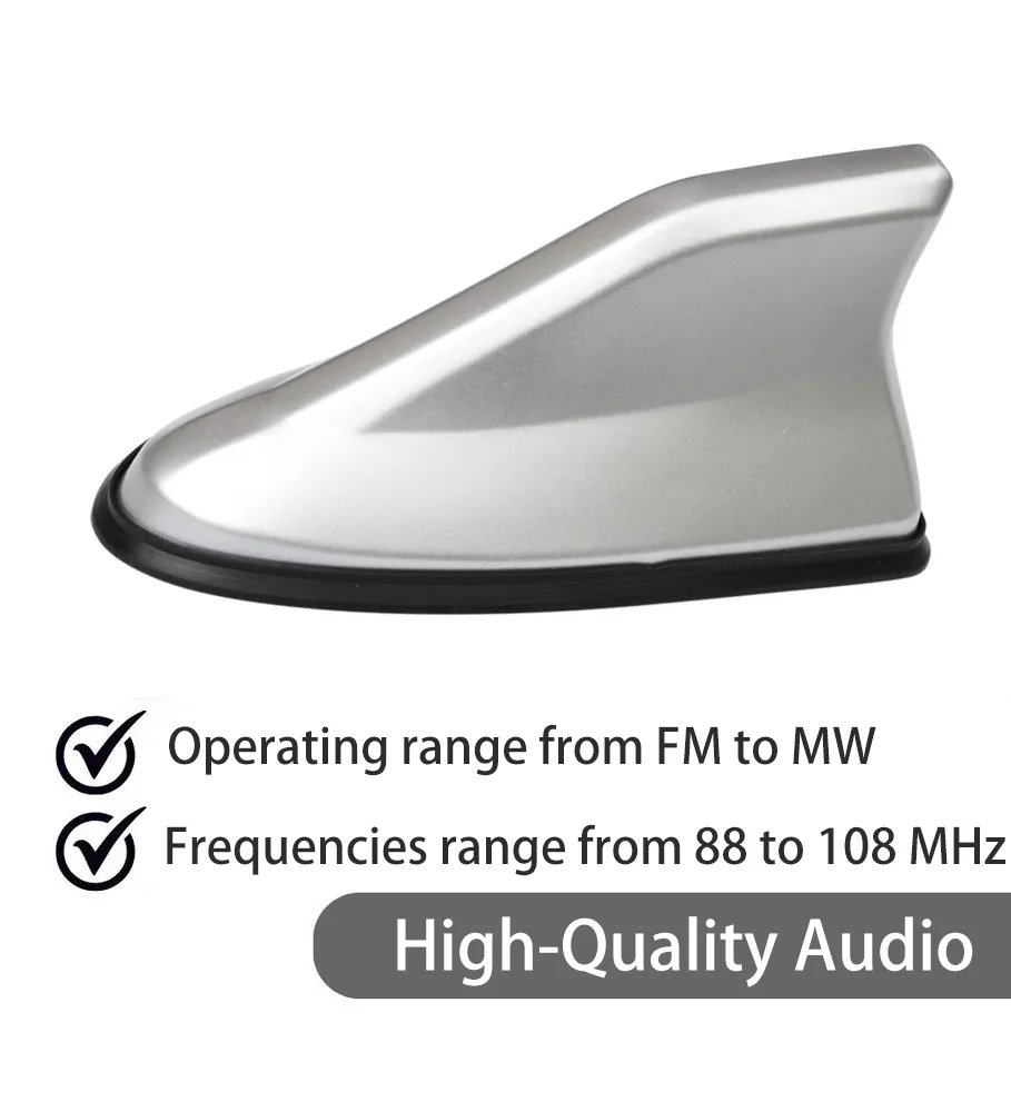 Waterproof Universal Car Radio Antenna Shark Fin Roof Decorative Antenna with Adhesive Tape Base with FM/AM Radio Function