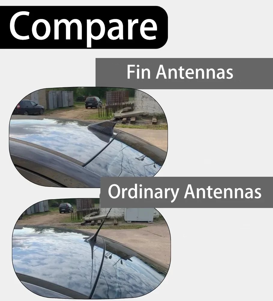 Waterproof Universal Car Radio Antenna Shark Fin Roof Decorative Antenna with Adhesive Tape Base with FM/AM Radio Function