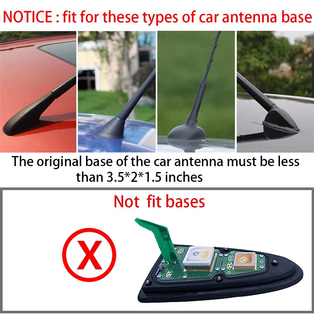 Waterproof Universal Car Radio Antenna Shark Fin Roof Decorative Antenna with Adhesive Tape Base with FM/AM Radio Function