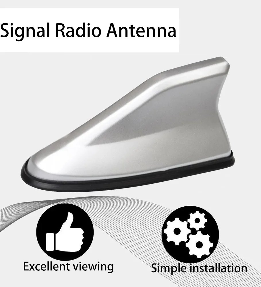 Waterproof Universal Car Radio Antenna Shark Fin Roof Decorative Antenna with Adhesive Tape Base with FM/AM Radio Function