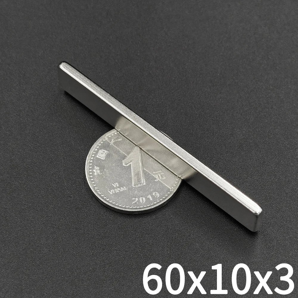 1/3/5/10/20Pcs 60x10x3 Powerful Neodymium Magnets 60mm x 10mm x3mm N35 Rectangular Block Super Strong Permanent Magnetic imanes