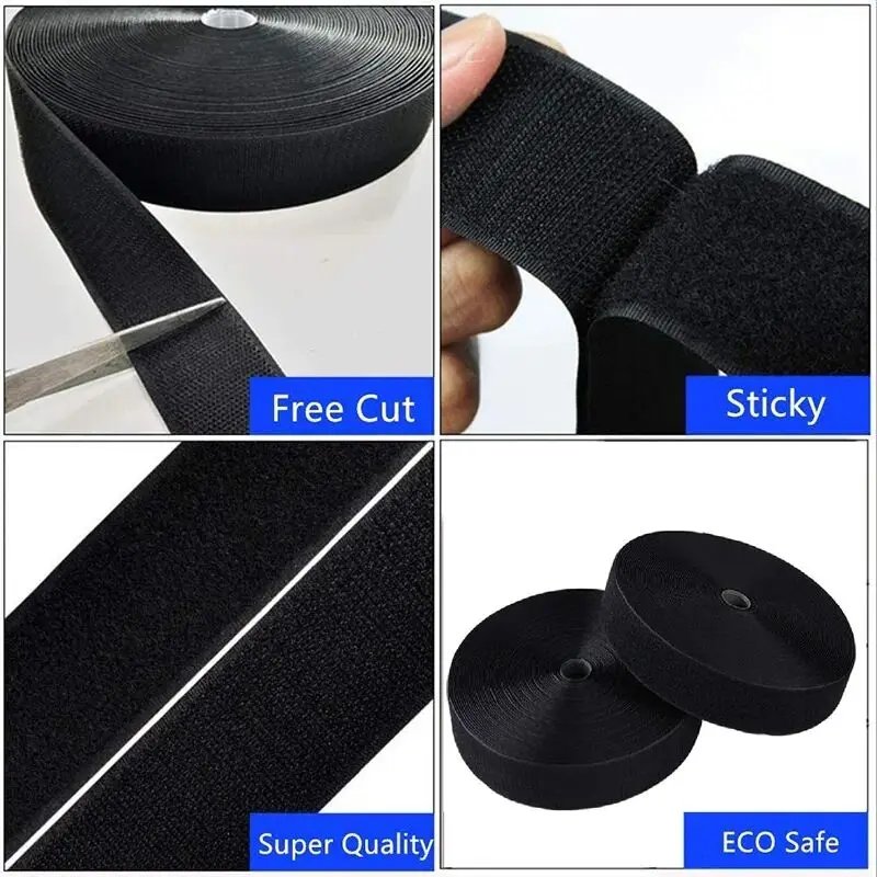 5Meters Sewing Touch Fastener Non-Adhesive Hook and Loop Fastener Tape Magic Nylon Fabric Strap for Sew-on Accessories DIY Craft