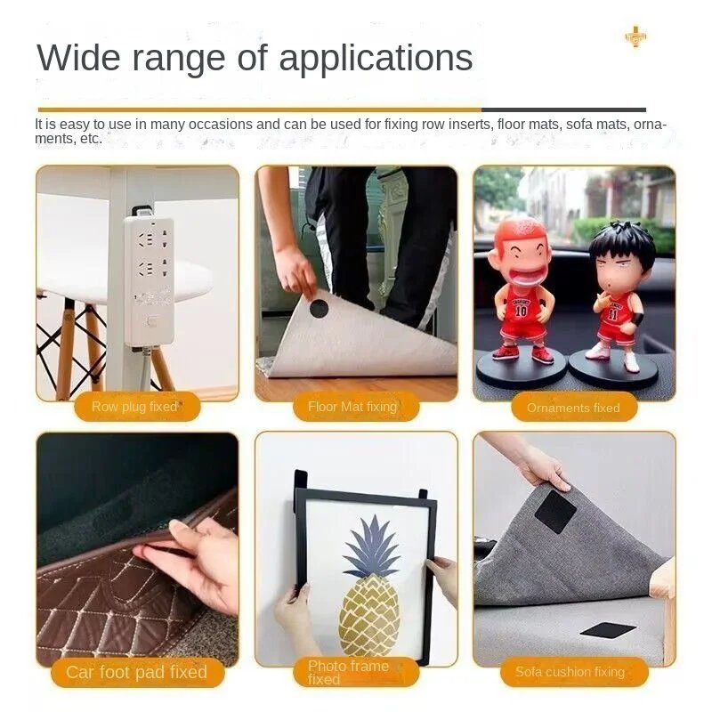 Wholesale Double Sided High Adhesive Fixed Stickers Car Accessories Hook-and-loop Fastener Self-adhesive Attaches Scratch Strap