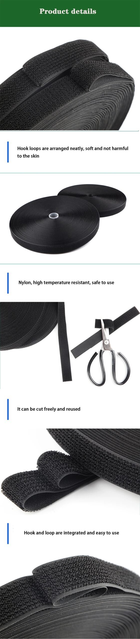 5Meters Adjustable Fastening Hook And Loop Straps With 25 Buckles Free Cut Length Cord Straps For Sewing And Cable Wire Manageme