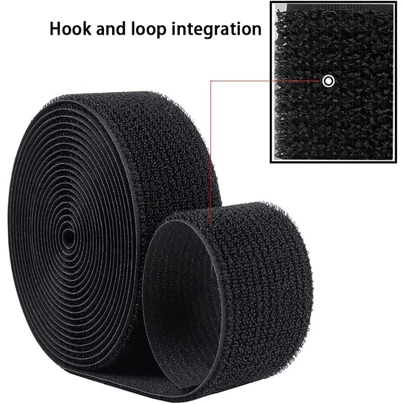 5Meters Adjustable Fastening Hook And Loop Straps With 25 Buckles Free Cut Length Cord Straps For Sewing And Cable Wire Manageme