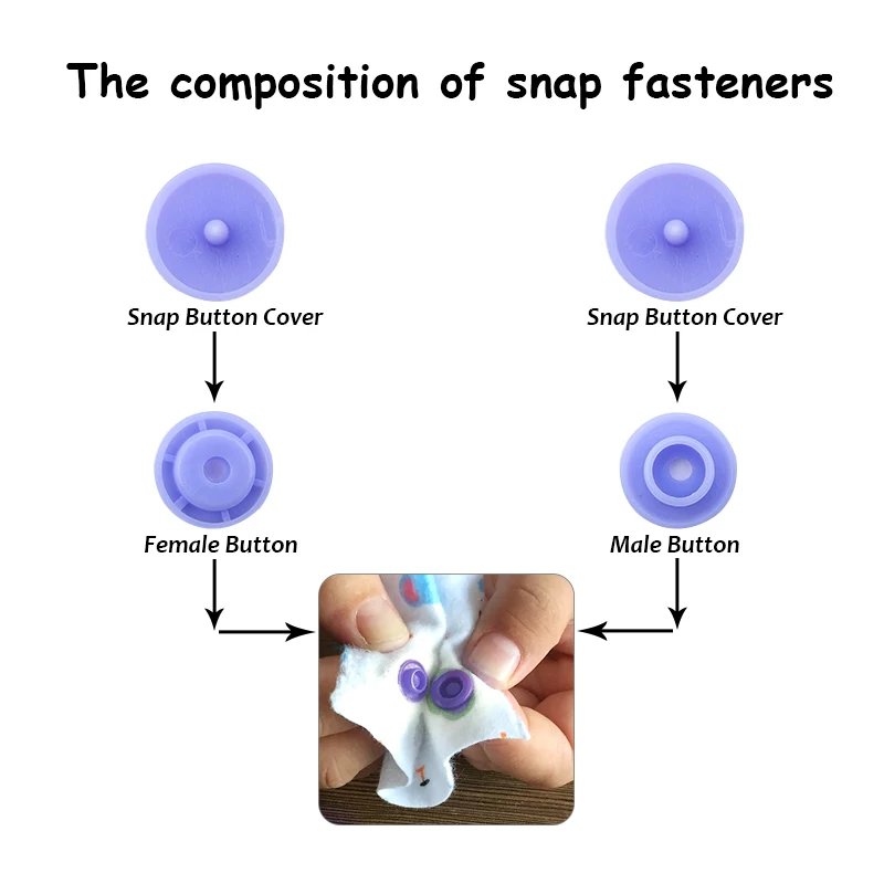 Wholesale T5 Plastic Snap Buttons For Clothing DIY Garment Press Stud Fasteners Used to Kids diapers/Bibs/Bags/Folder/
