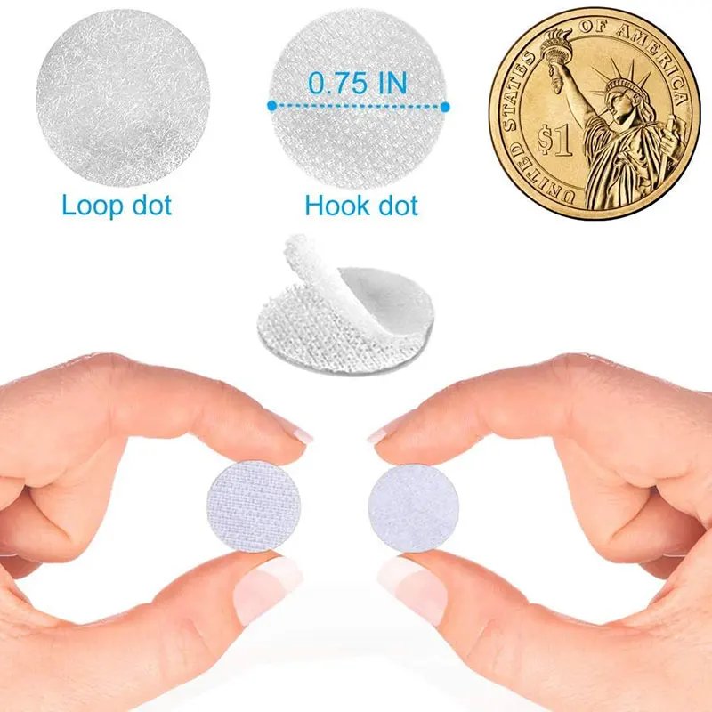 100Pairs Dot Fastener Hook Loop Tape Strong Self Adhesive Nylon Magic Sticker Black White Interlocking DIY Accessories 10-30mm