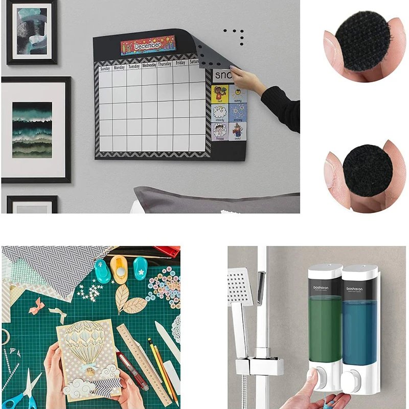 100Pairs Dot Fastener Hook Loop Tape Strong Self Adhesive Nylon Magic Sticker Black White Interlocking DIY Accessories 10-30mm