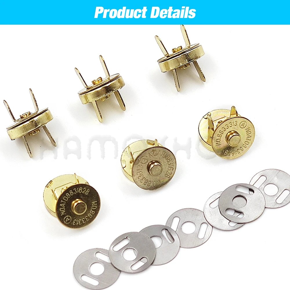 10sets/lot Magnetic Snap Fasteners Clasps Buttons Handbag Purse Wallet Craft Bags Parts Accessories Adsorption Buckle 14mm 18mm