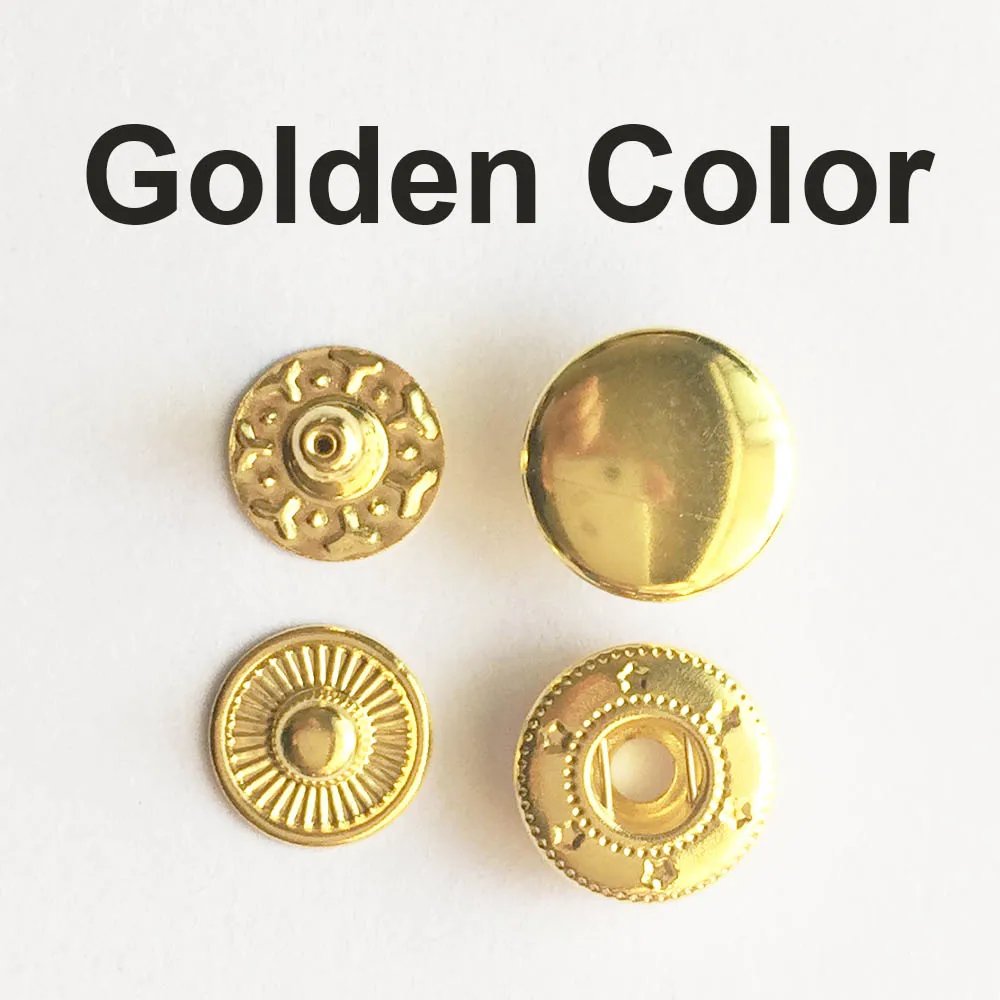 50set Leather Snap Fasteners Kit,10mm 12mm 15mm Metal Button Snaps Press Studs,4 Install Tools, Leather Snaps for Clothes