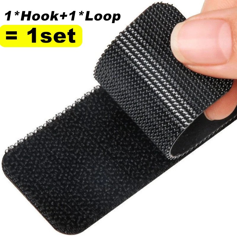 Self-adhesive Touch Fastener Tape Black Carpet Pad Fixing Stickers Double Faced Mat Fixed Patch Home Floor Anti Skid Grip Tapes