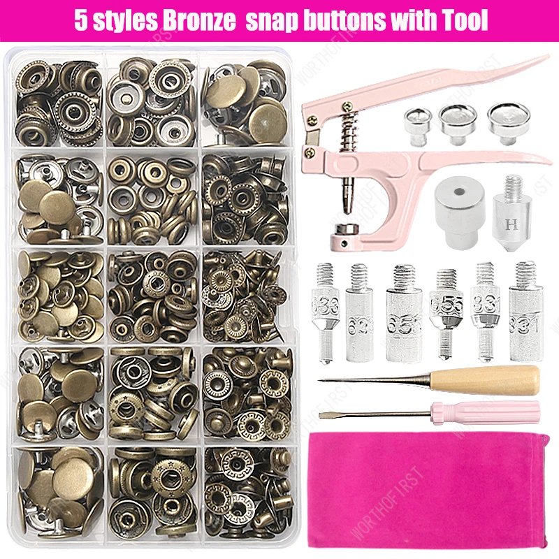 Metal Snap Fasteners Button Kits with Fastener Botones Installation Pliers Sewing Accessories For Clothing Jacket Leather Craft Metal Snap Fasteners Button Kits with Fastener Botones Installation Pliers Sewing Accessories For Clothing Jacket Leather Craft