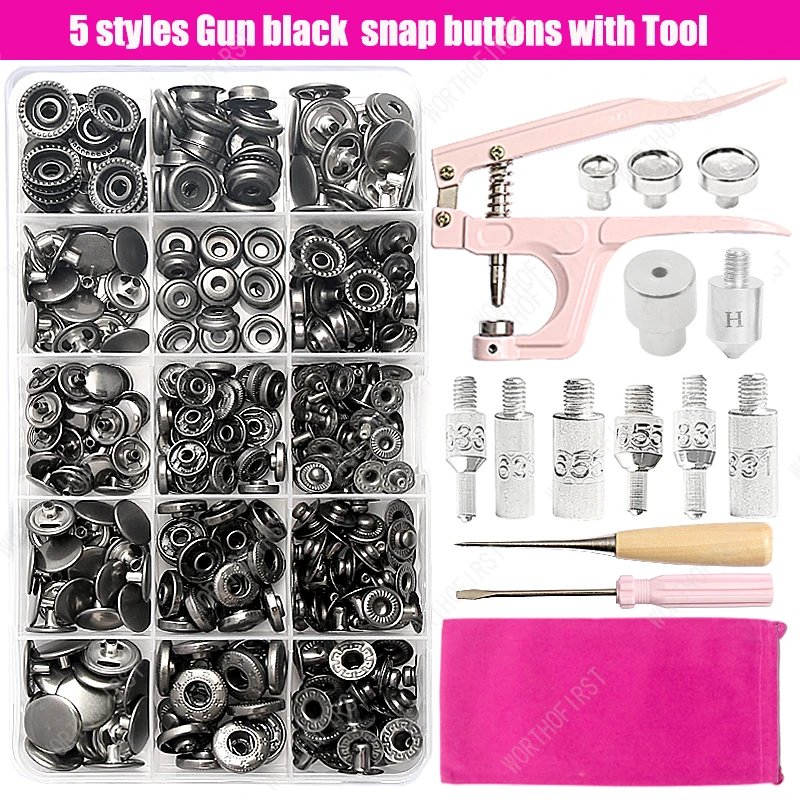 Metal Snap Fasteners Button Kits with Fastener Botones Installation Pliers Sewing Accessories For Clothing Jacket Leather Craft Metal Snap Fasteners Button Kits with Fastener Botones Installation Pliers Sewing Accessories For Clothing Jacket Leather Craft