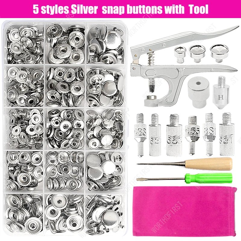 Metal Snap Fasteners Button Kits with Fastener Botones Installation Pliers Sewing Accessories For Clothing Jacket Leather Craft Metal Snap Fasteners Button Kits with Fastener Botones Installation Pliers Sewing Accessories For Clothing Jacket Leather Craft