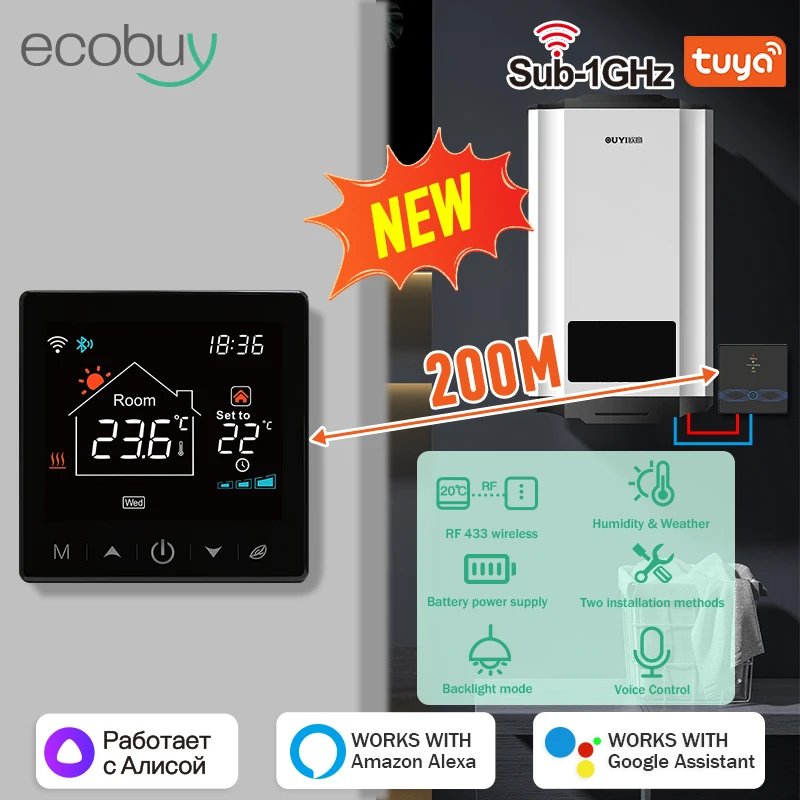 Tuya Wifi Boiler Thermostat Wireless Battery Gas Boiler Smart Thermostat Temperature Controller Alexa Google Home Smart Lile Tuya Wifi Boiler Thermostat Wireless Battery Gas Boiler Smart Thermostat Temperature Controller Alexa Google Home Smart Lile