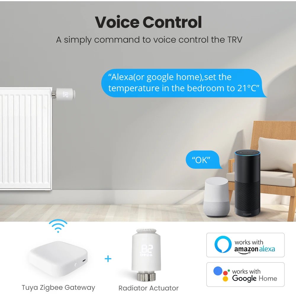 Tuya Smart ZigBee TRV Radiator Actuator Valve Thermostatic Radiator Valve Temperature Controller Support Alexa Google Home Tuya Smart ZigBee TRV Radiator Actuator Valve Thermostatic Radiator Valve Temperature Controller Support Alexa Google Home