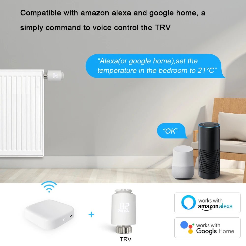 Tuya Smart ZigBee TRV Radiator Actuator Valve Thermostatic Radiator Valve Temperature Controller Support Alexa Google Home Tuya Smart ZigBee TRV Radiator Actuator Valve Thermostatic Radiator Valve Temperature Controller Support Alexa Google Home