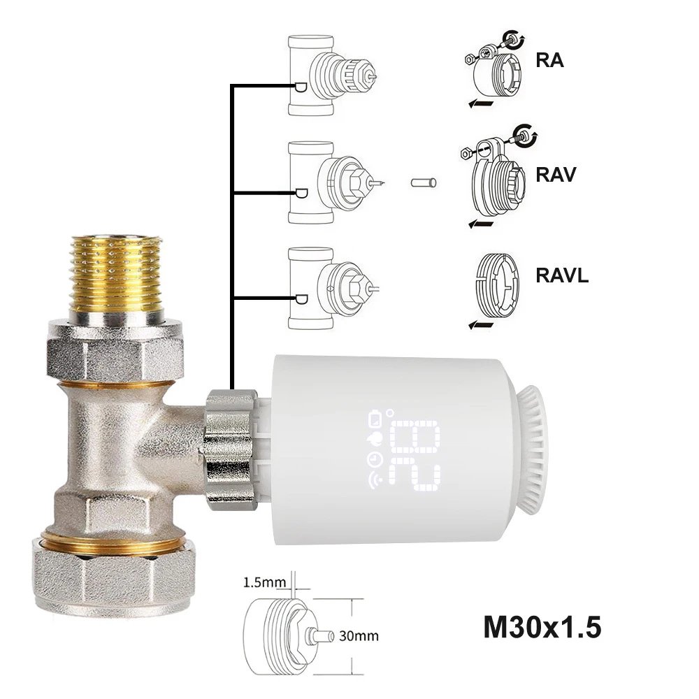 Tuya Smart ZigBee TRV Radiator Actuator Valve Thermostatic Radiator Valve Temperature Controller Support Alexa Google Home Tuya Smart ZigBee TRV Radiator Actuator Valve Thermostatic Radiator Valve Temperature Controller Support Alexa Google Home