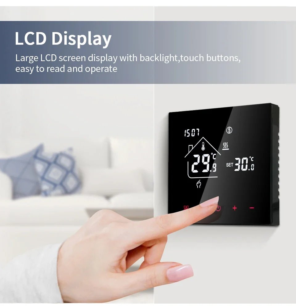 Tuya WiFi Smart Thermostat LCD Display Touch Screen For Floor Heating Electric/Water Gas Boiler Remote Control by Alexa Alice