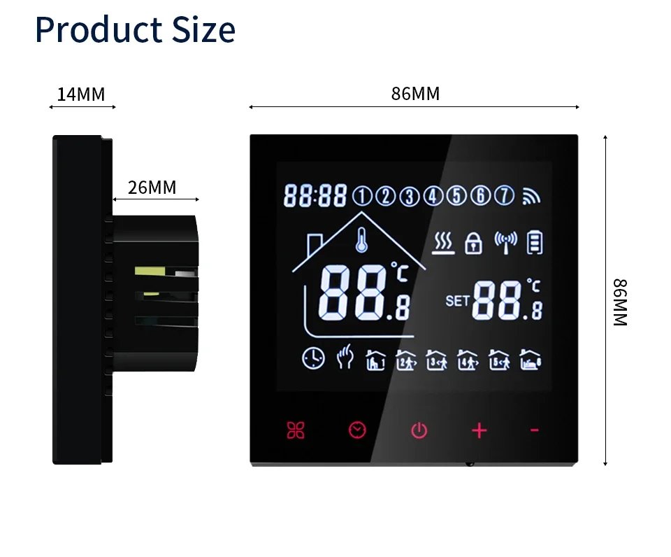 Tuya WiFi Smart Thermostat LCD Display Touch Screen For Floor Heating Electric/Water Gas Boiler Remote Control by Alexa Alice