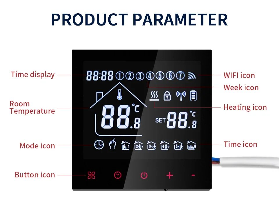 Tuya WiFi Smart Thermostat LCD Display Touch Screen For Floor Heating Electric/Water Gas Boiler Remote Control by Alexa Alice