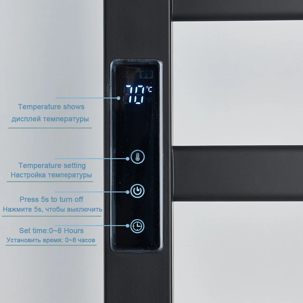 Bathroom Electric Towel Rack Digital Display Temperature Time Control Towel Warmer Rail Smart Home Heated Towel Bar Aluminum Bathroom Electric Towel Rack Digital Display Temperature Time Control Towel Warmer Rail Smart Home Heated Towel Bar Aluminum