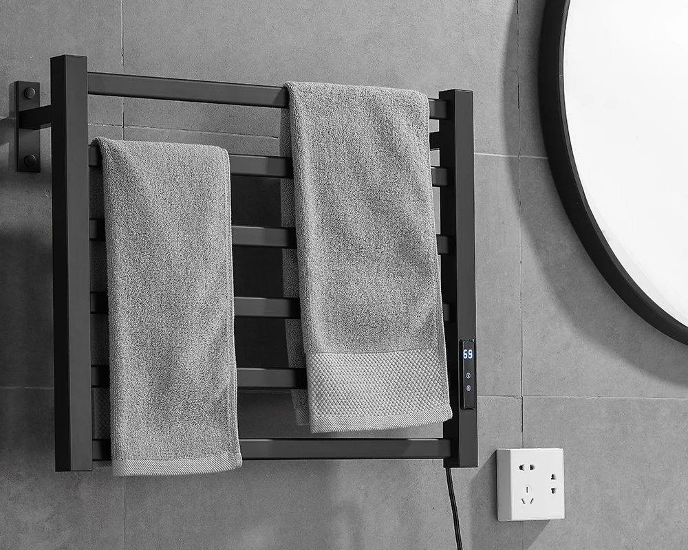 Bathroom Electric Towel Rack Digital Display Temperature Time Control Towel Warmer Rail Smart Home Heated Towel Bar Aluminum Bathroom Electric Towel Rack Digital Display Temperature Time Control Towel Warmer Rail Smart Home Heated Towel Bar Aluminum