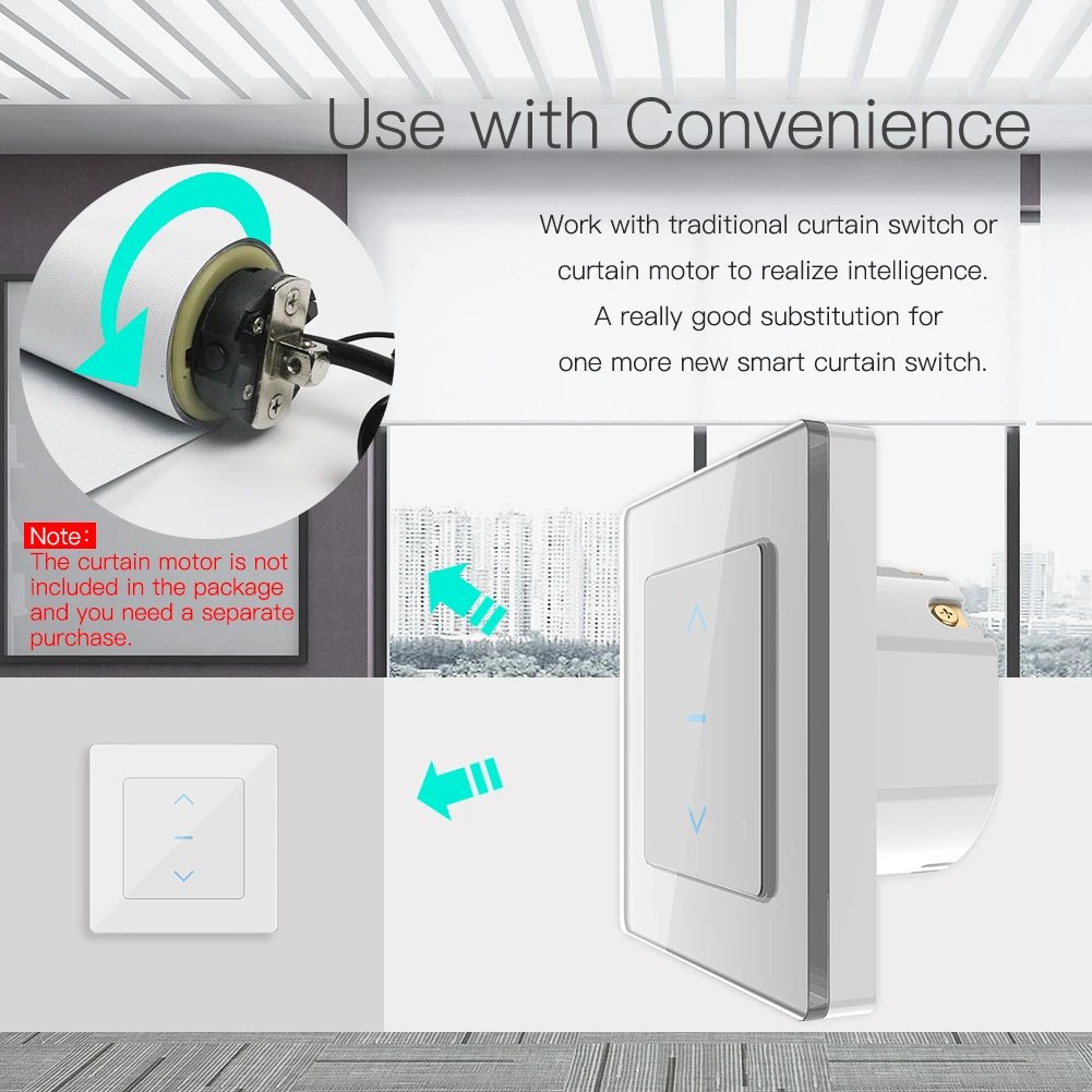 New WiFi Smart Curtain Switch Touch Design for Motorized Curtains and Roller Blinds work with Tuya Smart Life App Alexa Google