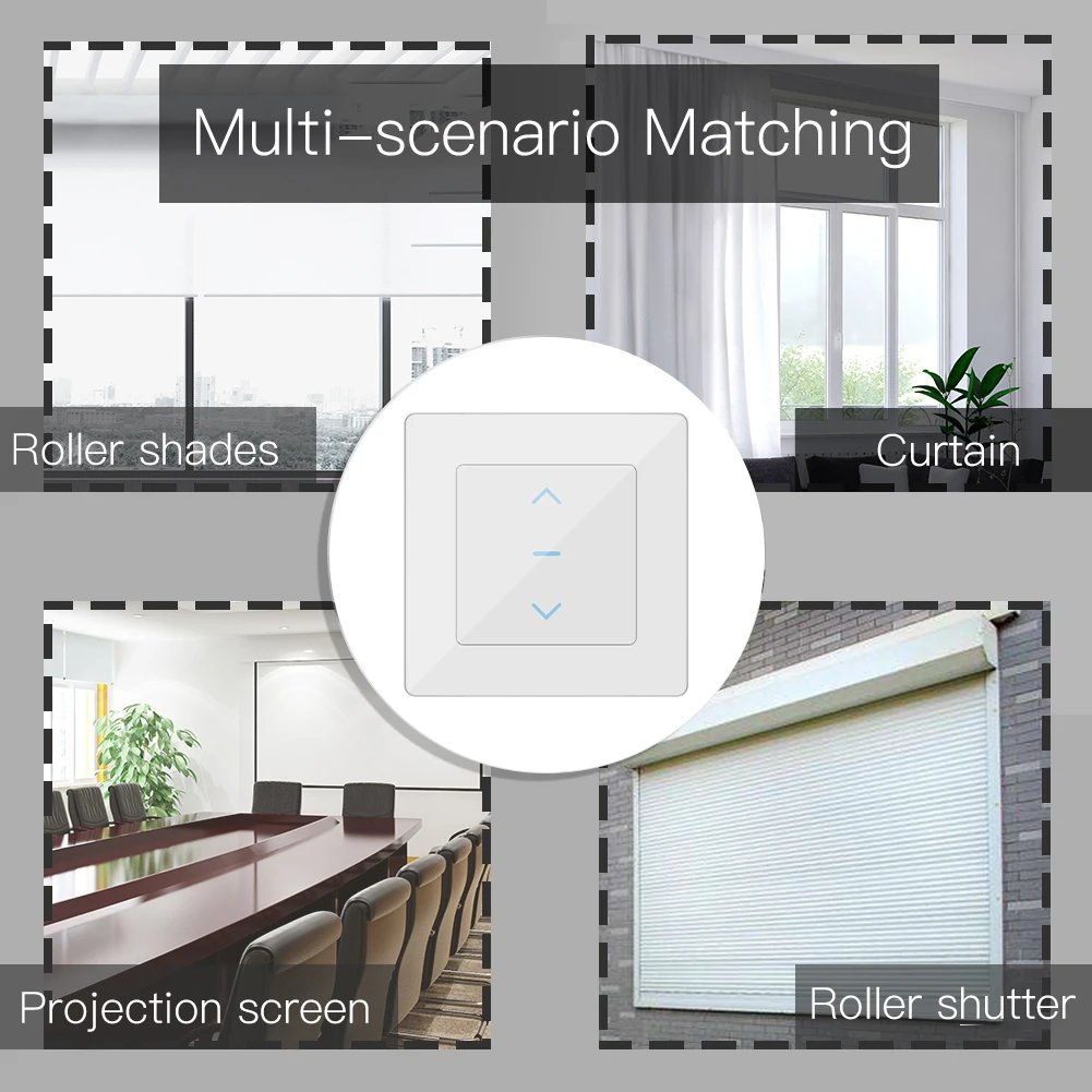 New WiFi Smart Curtain Switch Touch Design for Motorized Curtains and Roller Blinds work with Tuya Smart Life App Alexa Google