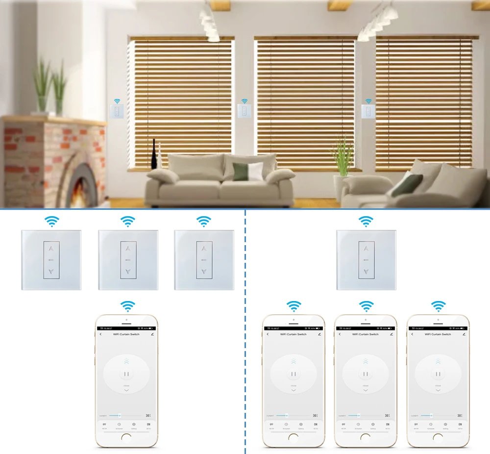 Electric Curtains Blinds Roller Shutter Connected Switch WiFi Tuya Smart App Control Works with Alexa Google Home Siri Electric Curtains Blinds Roller Shutter Connected Switch WiFi Tuya Smart App Control Works with Alexa Google Home Siri