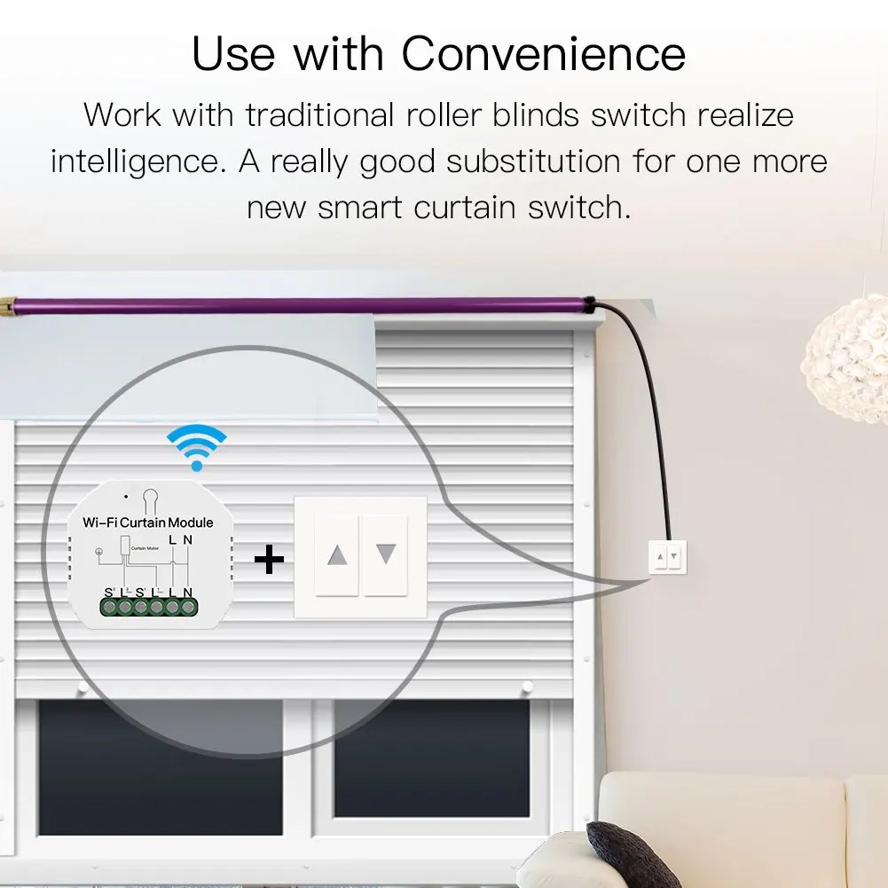 WiFi Mini Smart Curtain Switch Module Roller Blinds Shutter Motor Smart Life Tuya APP Remote Control Work with Alexa Google Home