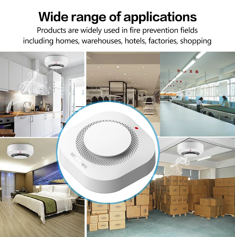 Tuya Zigbee Wifi Smoke Detector Sensor 80DB Alarm Fire Smart Smoke Detector Wifi Fire Protection Home Security Alarm Smart Life